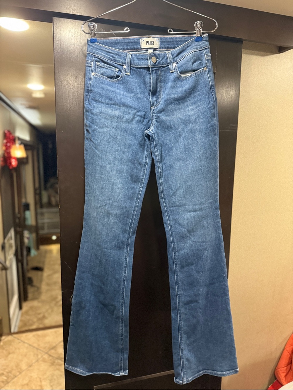 PAIGE Blue Flared Wide-Leg Jeans